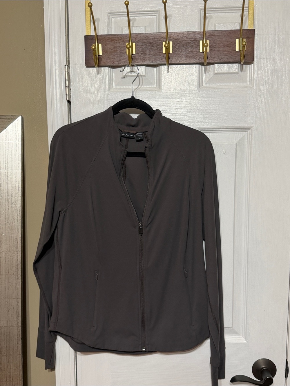 Athleta Charcoal Gray Zip-Front Utility Jacket